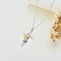 wholesale 925 Sterling Silver Sunflower & Butterfly Cross Pendant Necklaces for Women - I Love You Religious Gifts for Mothers and Daughters-0-4