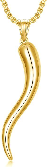 wholesale 925 Sterling Silver Italian Horn Necklace - Italian Amulet Pendant for Men & Women (with Gift)-Gold Plated-Small