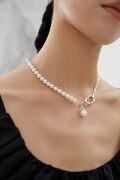 wholesale 925 Sterling Silver Plated Gold Metal Pearl Choker 14-16mm Round White Freshwater Pearls Necklaces for Women-0-3
