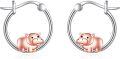 wholesale 925 Sterling Silver Rose Gold Miniature Hippo Hoop Earrings - 38mm Diameter-0-0