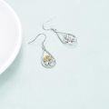 wholesale 925 Sterling Silver Gold Plated Flower Cluster Teardrop Dangle Earrings-0-3