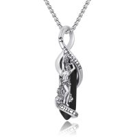 wholesale 925 Sterling Silver Obsidian St. Sebastian Protect Us Pendant Necklaces for Men & Women-Saint Sebastian