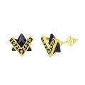 wholesale 925 Sterling Silver Black Pyramid V-shaped Earrings-0-0