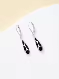 TOUPOP Sterling Silver Black Onyx Dangle Leverback Earrings-0-2
