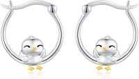 wholesale S925 Sterling Silver Hypoallergenic Penguin Hoop Earrings - Cute Gift for Women-Duck