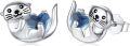 wholesale 925 Sterling Silver Blue Crystal Heart Otter Stud Earrings 24x8mm-0-0