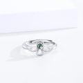 wholesale 925 Sterling Silver Angel Wing Ring with Moss Agate Adjustable Memory Jewelry for Women-0-1