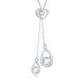 wholesale 925 Sterling Silver Heart-Shaped Teardrop CZ Pendant Necklace - Adjustable Chain  for Women-0-0
