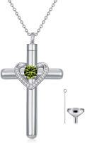 wholesale Sterling Silver Austrian Crystal Cross Urn Necklace for Ashes Pet Human Keepsake-0-20