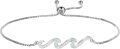 wholesale 925 Sterling Silver Green Stone Wave Adjustable Bracelet for Women - Ocean Inspired Beach Gift Idea-0-6