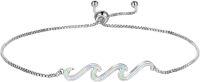 wholesale Sterling Silver Wave Bracelet with Stones Ocean Jewelry Beach Gifts-white opal
