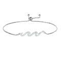 wholesale 925 Sterling Silver Green Stone Wave Adjustable Bracelet for Women - Ocean Inspired Beach Gift Idea-0-6