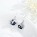 wholesale 925 Sterling Silver Heart-Shaped Blue Crystal Unicorn Drop Earrings-0-3