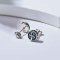 wholesale 925 Sterling Silver Round Black Onyx & Cubic Zirconia Egyptian Ankh Stud Earrings for Women and Men-0-2
