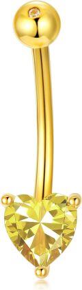 wholesale 925 Sterling Silver Plated 14K Gold  Heart Belly Button Ring 16mm Body Piercing Jewelry for Women-0-0