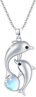 wholesale 925 Sterling Silver Dolphins Pendant Necklaces for Women - Mother's Day Gifts with Blue Stone Chain Jewelry Set-0-0