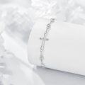 wholesale 925 Sterling Silver Adjustable Sideways Cross Charm Bracelet with Cubic Zirconia Stones for Women and Girls Religious s-0-3