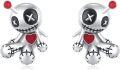 wholesale 925 Sterling Silver Metal Voodoo Doll Stud Earrings - Gothic Horror Style Skeleton Heart Pendant Jewelry for Women Girls-0-0