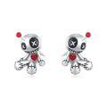 wholesale 925 Sterling Silver Metal Voodoo Doll Stud Earrings - Gothic Horror Style Skeleton Heart Pendant Jewelry for Women Girls-0-0