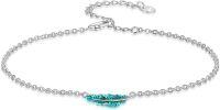 wholesale Silver Feather Charm Ankle Bracelet - 925 Sterling Silver Chain Anklets for Women-Feather