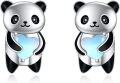 wholesale 925 Sterling Silver Panda Heart Stud Earrings - Cute Fashion Jewelry for Women Gift Ideas-0-0