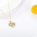 wholesale 14K Gold Heart-Shaped Diamond Pendant Necklace for Women - 2 Sizes Available-0-3