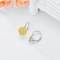 wholesale 925 Sterling Silver Sunflower Peace Sign Leverback Drop Dangle Earrings for Women Girls  4cm Long-0-3