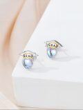 wholesale S925 Sterling Silver Heart Moonstone Graduation Cap Stud Earrings for Women-0-2