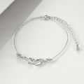 wholesale 925 Sterling Silver Double Heart Love Charm Bracelet for Mother and Daughter-0-3