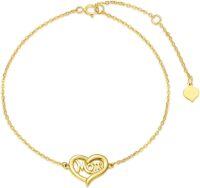 wholesale 14K Gold Mom Heart Charm Bracelet for Women & Grandmas-Mom-Heart