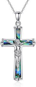 wholesale 925 Sterling Silver Cross Necklace with Abalone Shell Pendant Christian Jewelry for Women 18+2 and 20+2 Chain-0-0