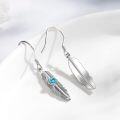 wholesale 925 Sterling Silver Turquoise & Moonstone Feather Drop Earrings-0-4