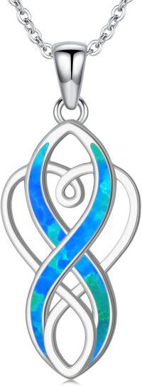 wholesale Sterling Silver Opal Celtic Knot Necklace Infinity Heart Pendant for Women-Opal-2