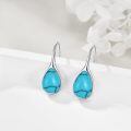 wholesale 925 Sterling Silver Turquoise Teardrop Threader Earrings for Women - Long Dangle Pierced Jewelry-0-2