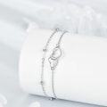 wholesale 925 Sterling Silver Infinity Heart Ankle Bracelet with Adjustable Length and Beads for Women Girls Gifts-0-3