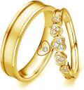 wholesale TOUPOP Personalized Moissanite Heart Wedding Bands Set For Him And Her, White/rose/yellow Gold Plated Moissanite Heart Engagement Rings For Couple Anniversary Valentine's Day Gifts For Wife Husband -0-5