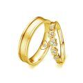 TOUPOP White/Rose/Yellow Gold Plated Moissanite Heart Wedding Bands Set-0-5