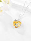 wholesale 925 Sterling Silver Bumble Bee Citrine Heart Pendant Necklace Crystal s for Her Wife Mom-0-2