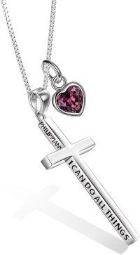 wholesale Sterling Silver Cross Necklace Philippians 4 13 I Can Do All Things Inspirational Gift-silver-1 January