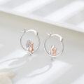 wholesale 925 Sterling Silver Mermaid and Cat Hug Hoop Earrings Gift for Her-0-1