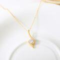 wholesale 14K Gold Pendant with Round Cut Moissanite and Curved Design - Christmas Gift for Women-0-4