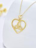 TOUPOP 14k Gold Crystal Y Lariat Necklace with Diamond Heart Celtic Knot-0-1