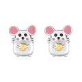 wholesale 925 Sterling Silver Cute Mouse Earrings Wholesale With Cheese-0-0