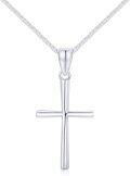 wholesale 14K White Gold Polished Cross Pendant Chain Necklace for Women Girls 20 + Extender-0-17