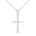 wholesale 14K White Gold Polished Cross Pendant Chain Necklace for Women Girls 20 + Extender-0-17