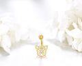 wholesale 14K Gold Butterfly Belly Button Ring for Women - Dangle Navel Piercing Jewelry with CZ Stone-0-4