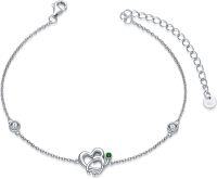 wholesale Sterling Silver Birthstone Stethoscope Bracelet for Women Nurse Doctor Gift-Simulated Emerald