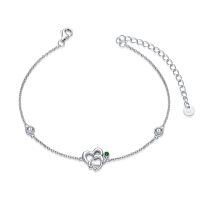 wholesale 925 Sterling Silver Birthstone Stethoscope Bracelet for Women Nurse Doctor Gift-Simulated Emerald