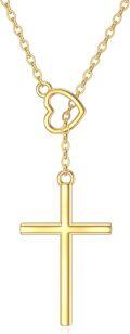 wholesale 14K Gold Small Heart Cross Pendant Necklaces for Women - Valentine's Day Gifts-0-0