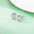 wholesale 925 Sterling Silver Pink Heart Sloth Stud Earrings - Birthday Gifts for Women-0-1